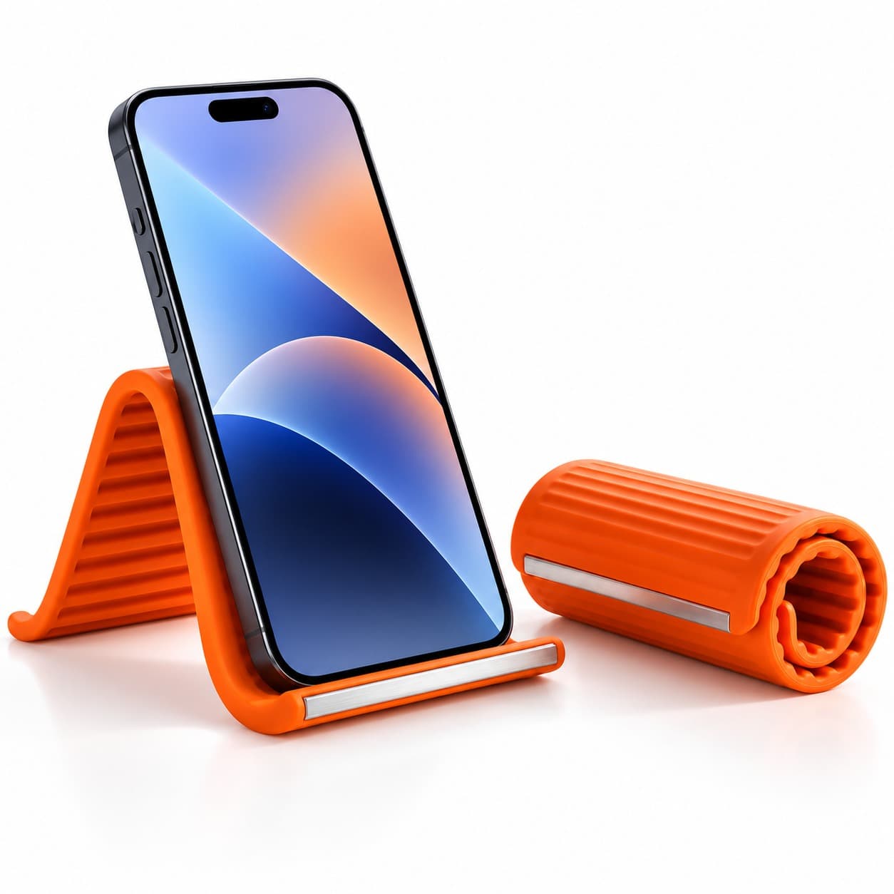 Flexible Silicone Phone & Tablet Stand – Orange — image 1